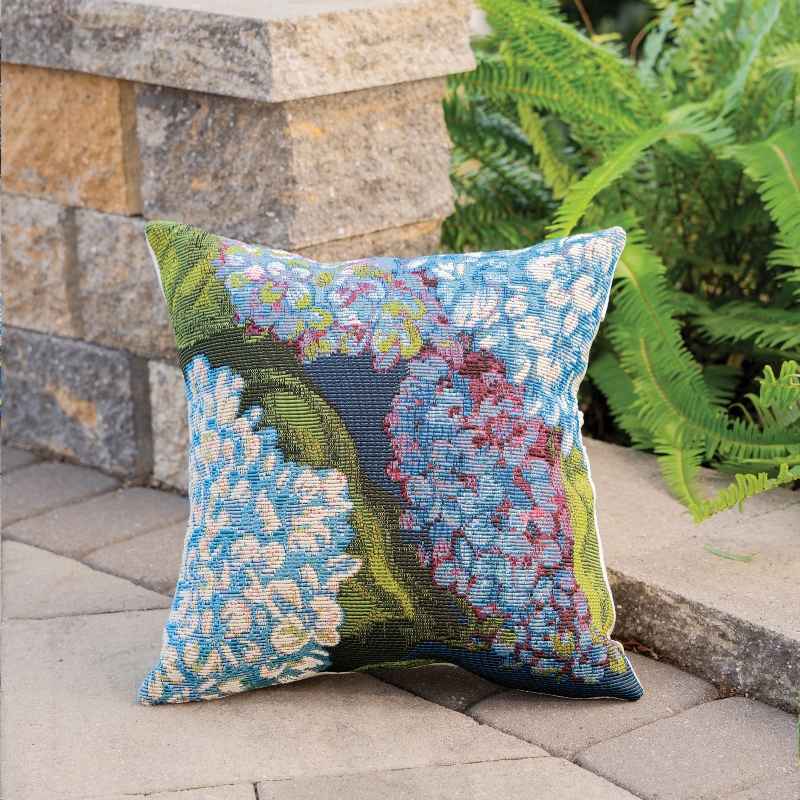 Indoor/Outdoor Hydrangea Blooms Pillow, 12